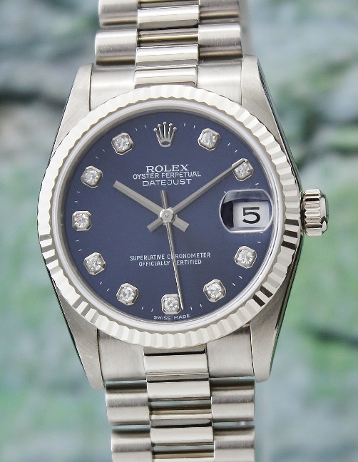 (image for) A ROLEX MIDSIZE 18K WHITE GOLD OYSTER PERPETUAL DATEJUST - 78279